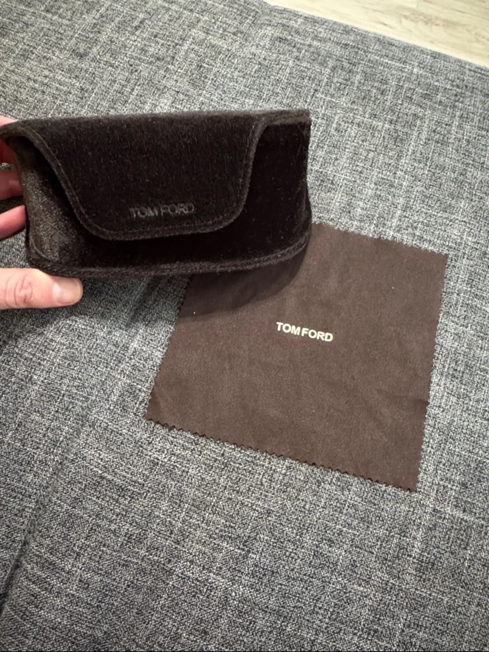 Tom Ford Velvet Sunglasses Case Brown w/ Cleaning Cloth
